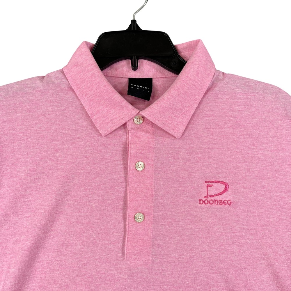 Doonbeg Ireland Golf Club Polo Shirt Mens L Dunning Pink Heathered Sportswear